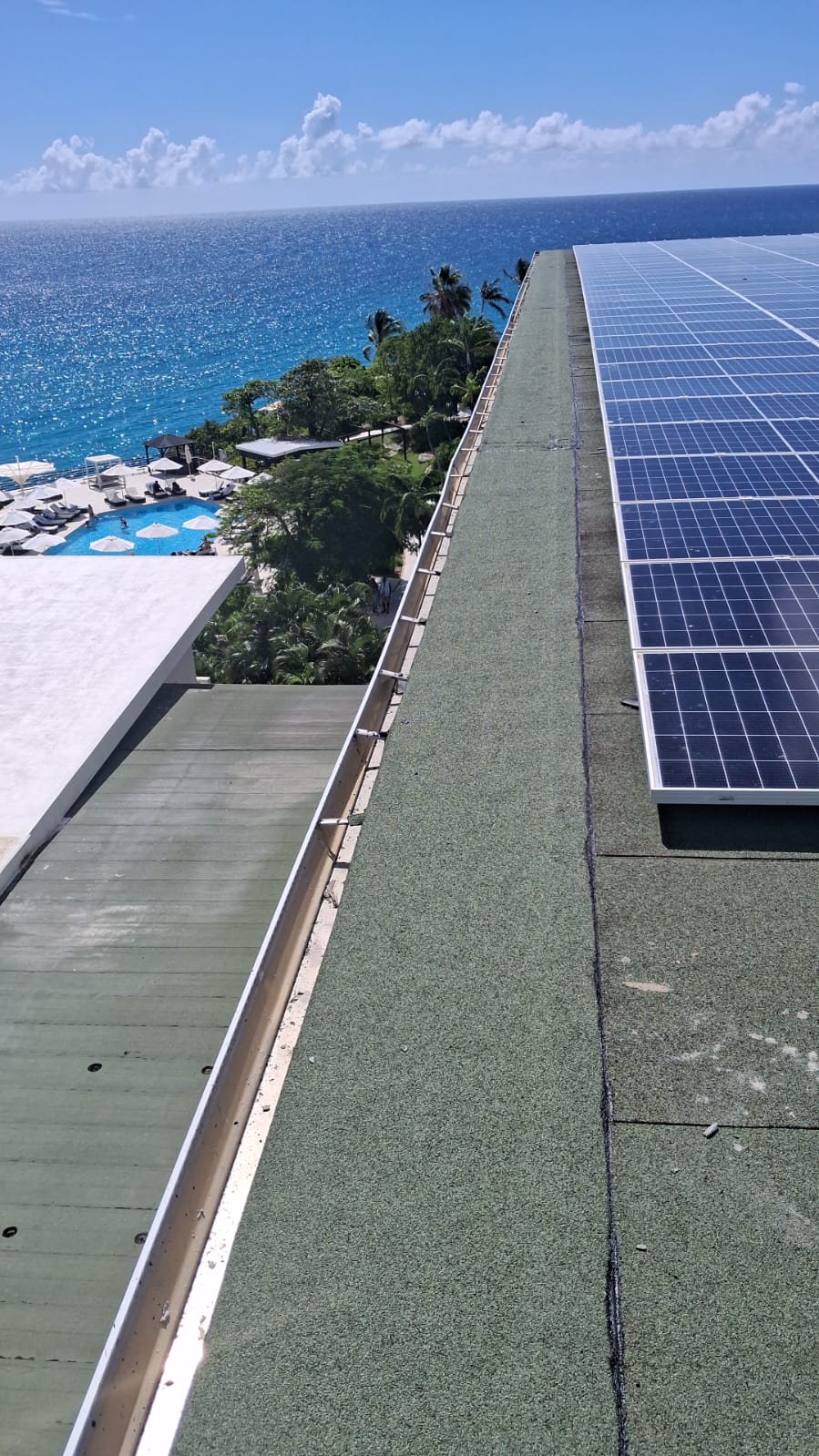 Maho Hotel — finished rooftop membrane with solar panels