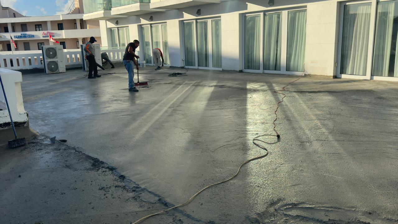 Maho Hotel — surface preparation works on terrace